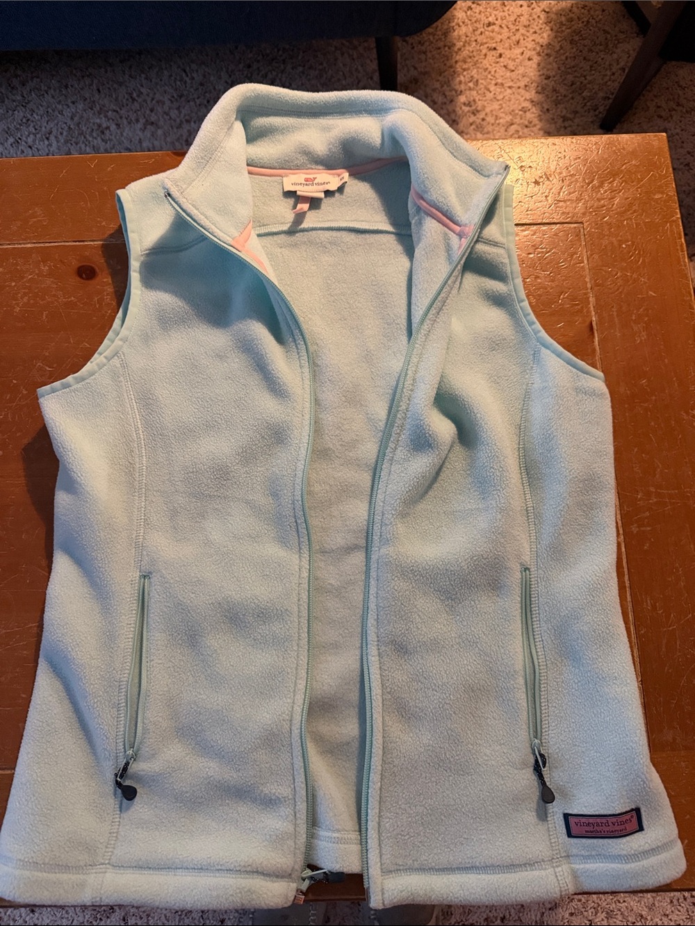 Vineyard Vines Pastel Blue Fleece Vest - Women's Sleeveless Zip-Up